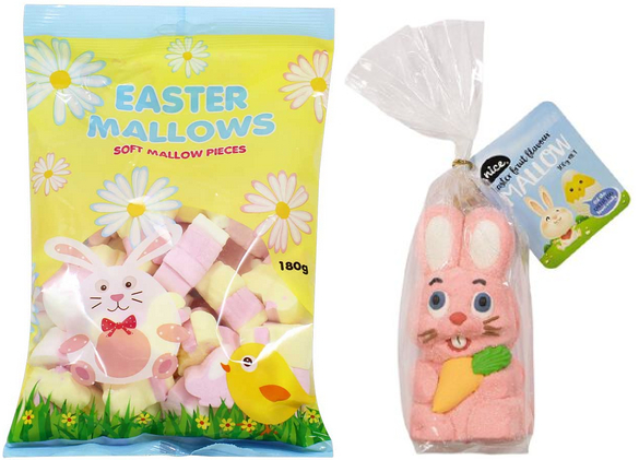 bagged marshmallows and marshmallow bunny