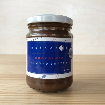 jar of Esthers chocolate almond butter