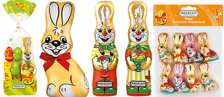 various Riegelein foil-coated bunnies