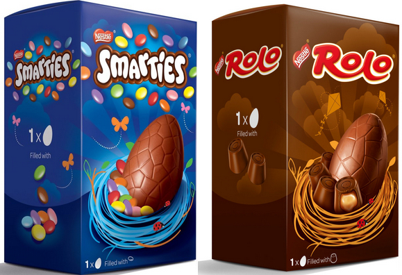 large smarties and rolo eggs
